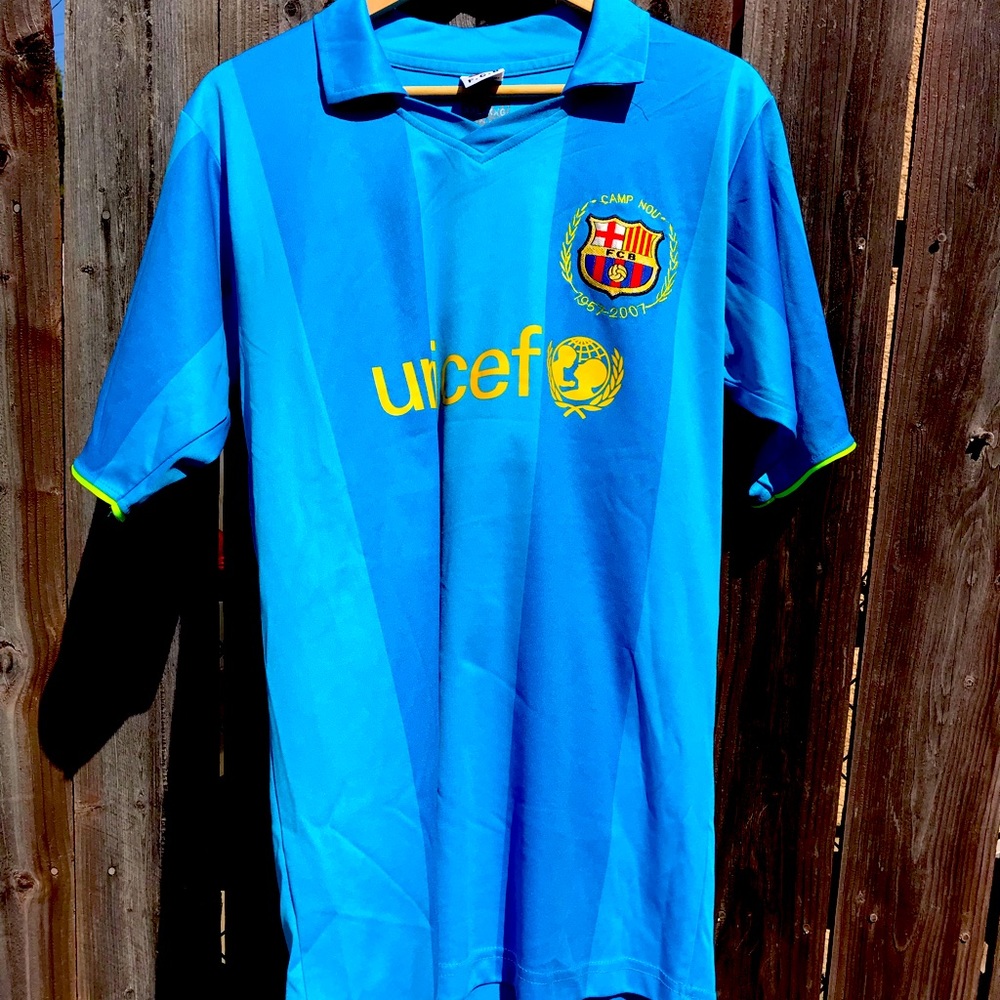 Vintage replica Barcelona soccer jersey. UNICEF 2007 Jersey 50 years
